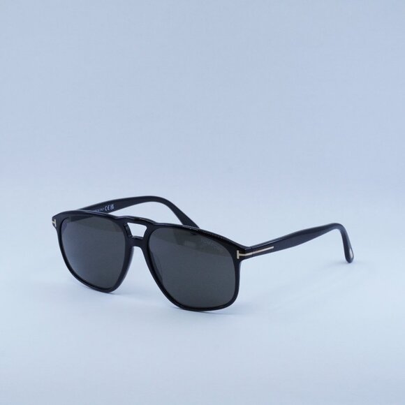 🕶️ New Tom Ford Pierre-02 FT1000 01A Sunglasses - Shiny Black Frame - Picture 1 of 10